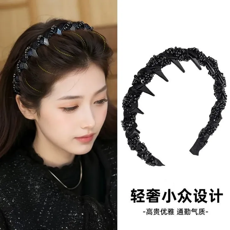 路易斯繁星高颅顶发箍手工串珠发箍发饰正反两戴小众高贵气质2025