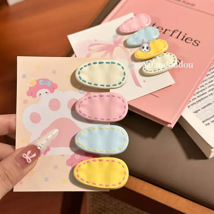 日韩可爱手绘线条小水滴鸭嘴夹ins简约百搭刘海边夹小众精致头饰