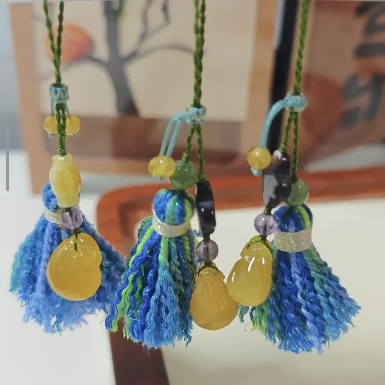 [春田花花]天然琥珀蜜蜡钱袋子手机挂件小挂件微瑕手工diy