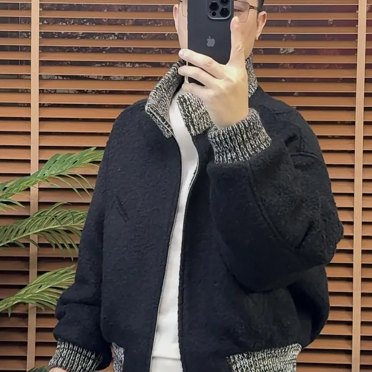 秋冬季男士立领短款鹅绒潮流百搭夹克秋季休闲保暖外套宽松加厚