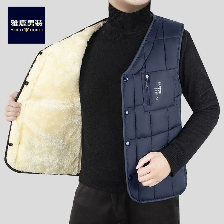 雅鹿男装男士背心秋冬季中老年新款加厚马甲男休闲百搭无袖马甲男