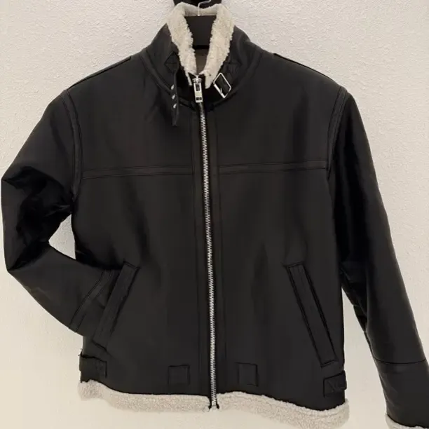 秋冬仿皮毛一体加绒加厚机车夹克男女款外套