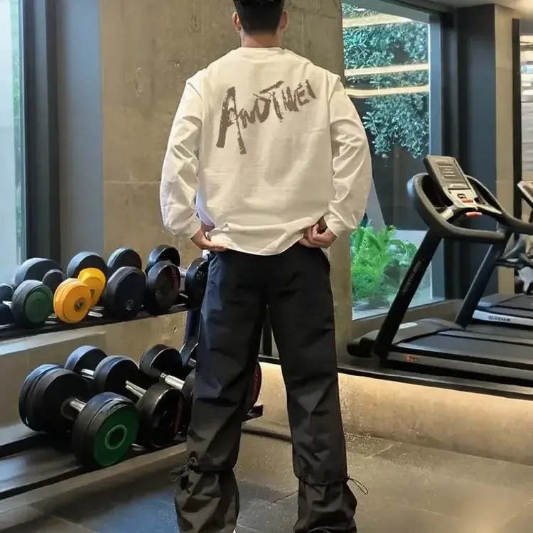 【重磅纯棉】cleanfit美式长袖T恤休闲百搭宽松秋季印花ins圆领情侣