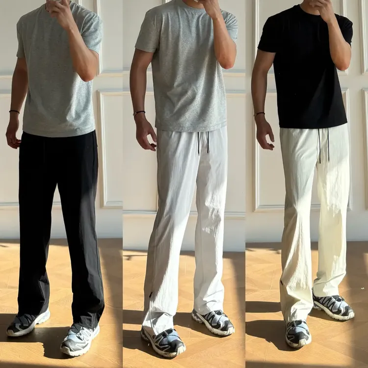 25夏季拉链直筒微喇冰感裤薄款运动百搭透气弹力男士大码休闲裤