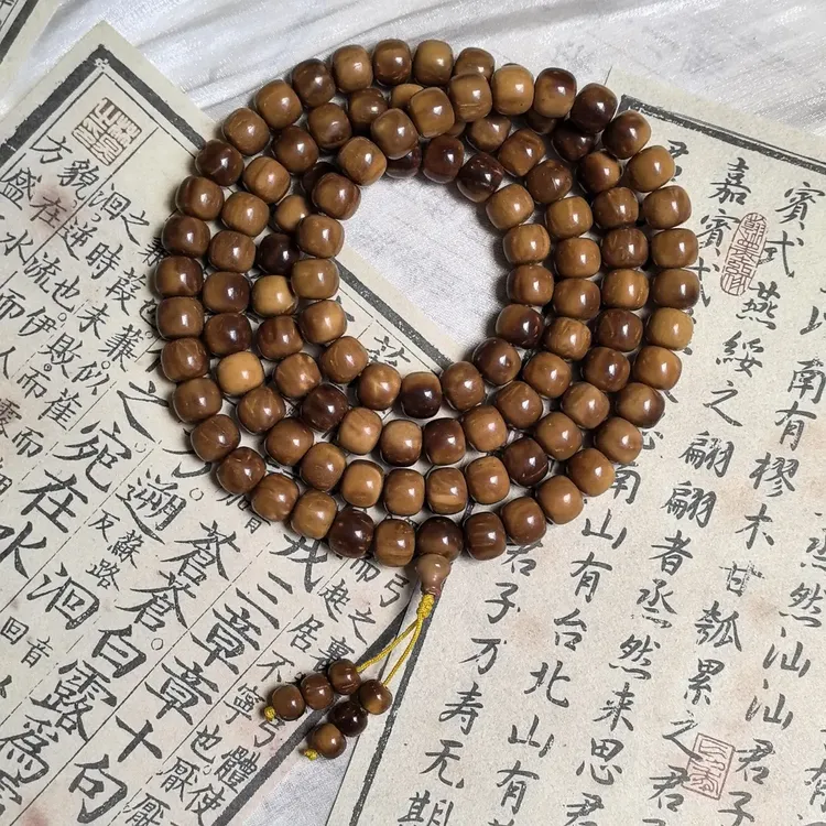 精品库克黑油料老型珠9*10mm念珠108颗多圈手串男女菩提文玩