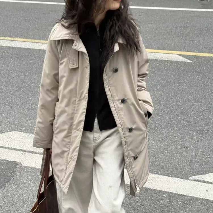 916-秋冬保暖90鹅绒潮流韩版ins中长款羽绒服百搭长袖拉链常规