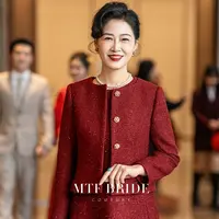 满庭芳华【首批8.5折】喜妈妈婚宴礼服连衣裙红色喜婆婆小香风套装