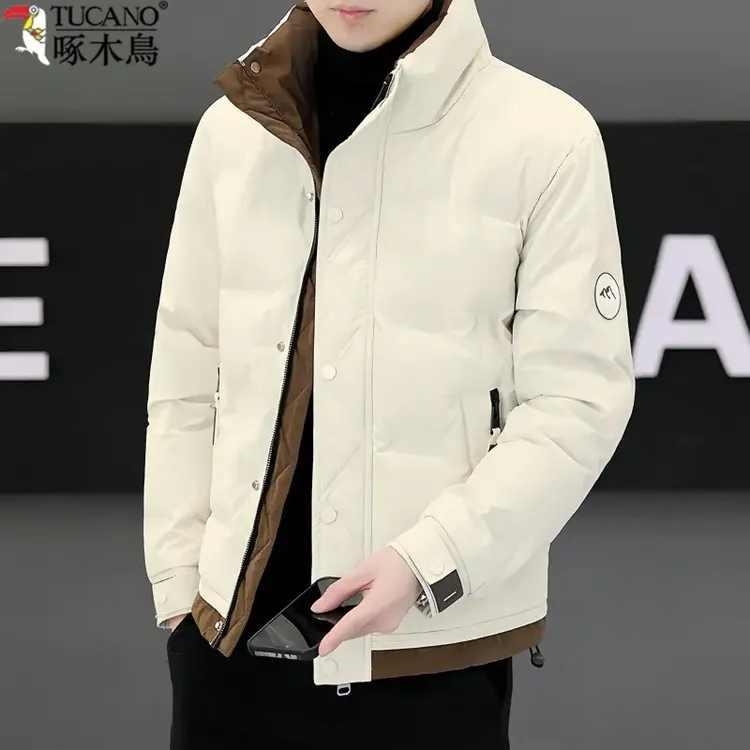 啄木鳥秋冬短款立领羽绒服男士时尚休闲潮流百搭帅气男款外套