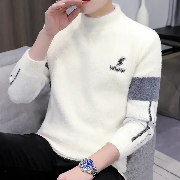 KAISER/凯撒毛衣男士冬季加绒加厚内搭针织打底衫保暖上衣毛线衣