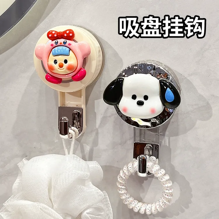 吸盘挂钩强力粘胶无痕免打孔可爱卡通浴室门后挂衣服粘钩强力承重