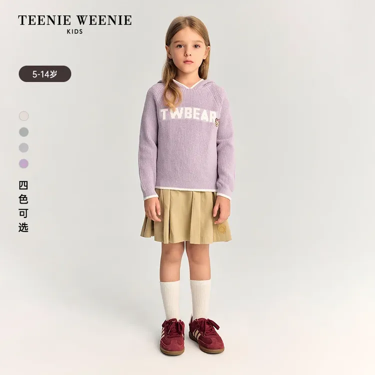 【达人专属】TeenieWeenieKids小熊秋季男女童连帽长袖针织衫毛衣TKKW258C52R