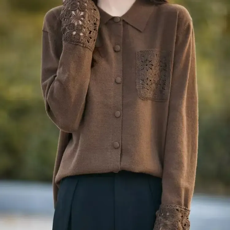 胖mm娃娃领针织开衫女秋冬宽松显瘦遮肚子内搭可外穿毛针织上衣