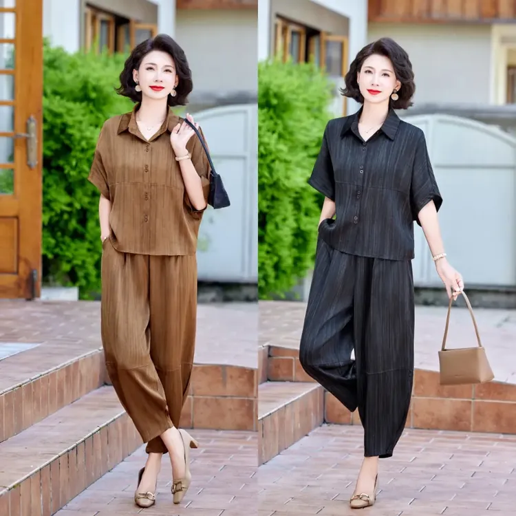 中老年女装妈妈装气质大码显瘦夏季宽松高档新款洋气服装夏装套装