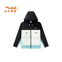 安踏儿童男大童运动上衣2025年新款亲肤青少年篮球运动连帽外套