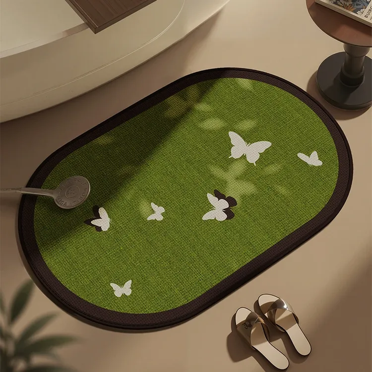 【亚麻】仿亚麻中古风浴室地垫吸水速干防滑卫生间脚垫厕所地毯家用