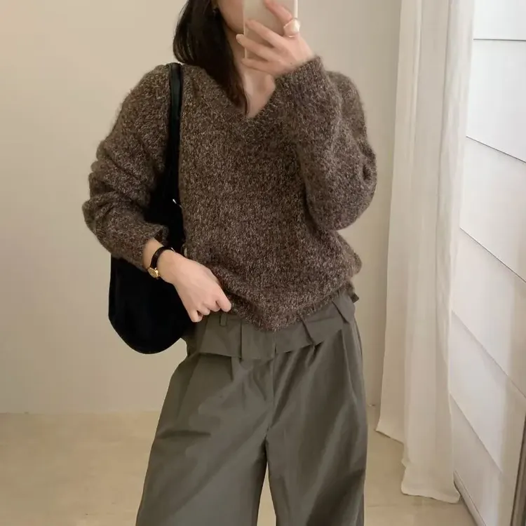 P&C studio “韩清洞”V领杂花毛衣