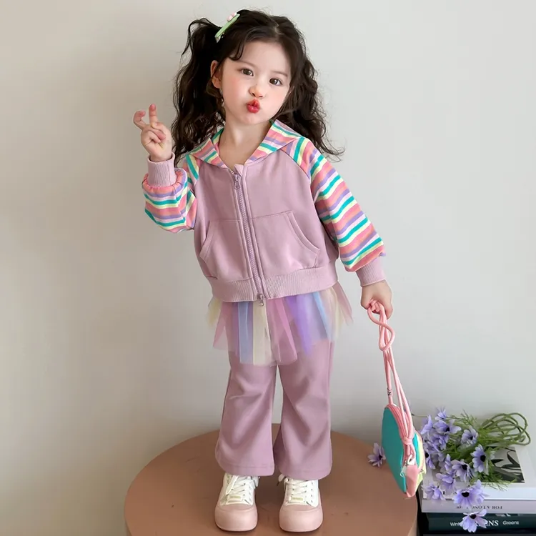 女童套装春秋款2025春季新款女宝宝韩系穿搭洋气时髦春秋儿童衣服