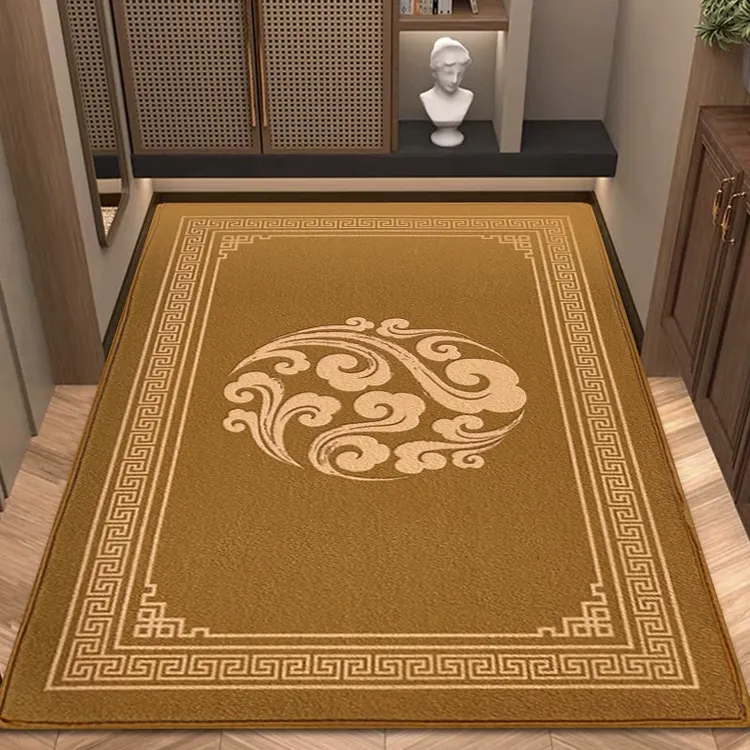 地垫入户门垫土黄祥云进门垫脚垫门口垫地垫新中式比利时绒定制
