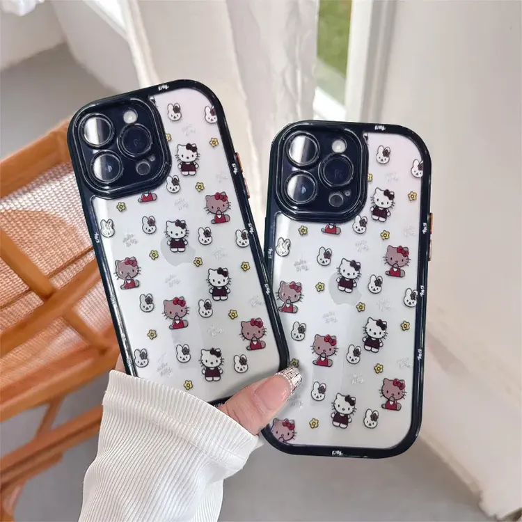 适用奶油壳kitty可爱苹果16pro/15透明手机壳华为vivo小米15opp