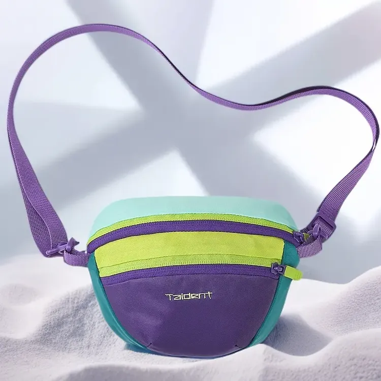 时尚多巴胺撞色腰包男女同款户外运动登山便携防水尼龙斜挎胸包