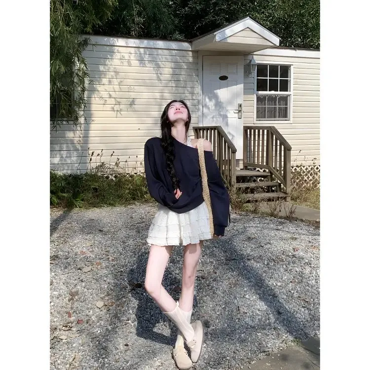 套装女士春季新款韩版宽松百搭长袖卫衣洋气百褶显瘦半身裙两件套