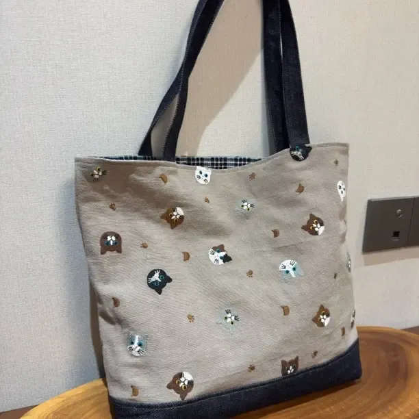 拼接土布刺绣棉麻单肩简约ins托特包大容量学生上课通勤百搭勿退