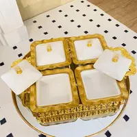 外贸孤品陶瓷干果盒分格带盖