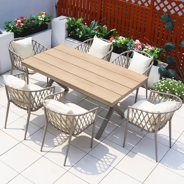 户外防水桌椅庭院铝合金藤椅室外北欧花园阳台别墅露台外摆桌椅