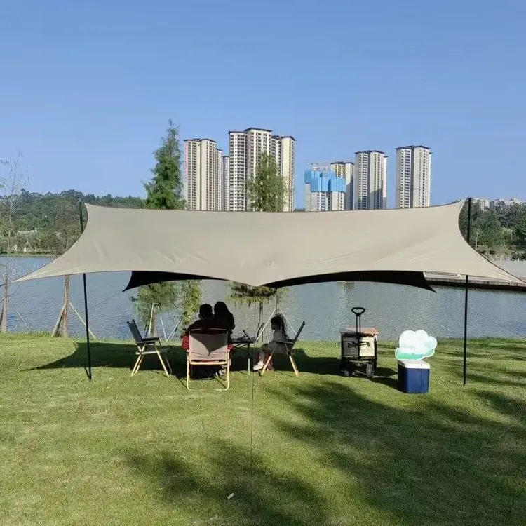 【拍一发七】黑胶天幕帐篷露营户外野营便携式加厚防晒涂层八角蝶形
