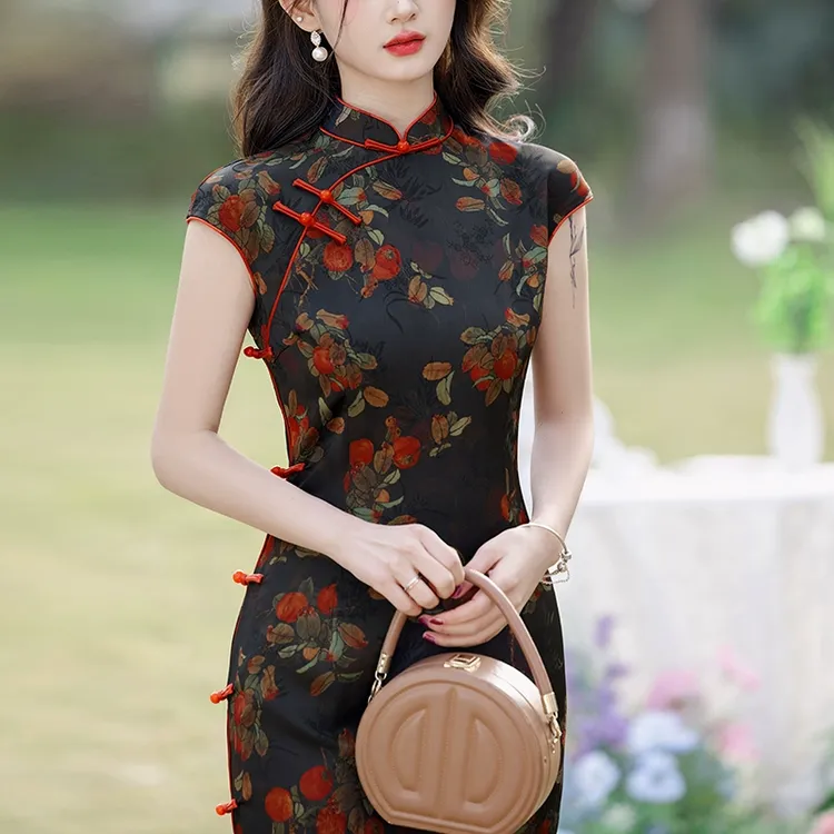 高端新中式绝美旗袍民国风2025新款老上海日常可穿晚礼服碎花长裙