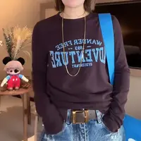 早秋独特超好看印花长袖t恤女2025新款秋季修身内搭打底衫上衣女