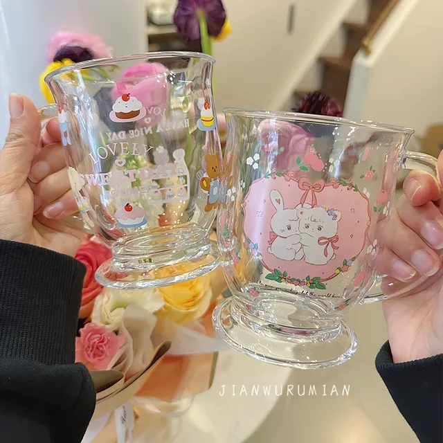 日韩ins大容量奶茶玻璃杯少女心果汁牛奶杯咖啡杯早餐杯子优品