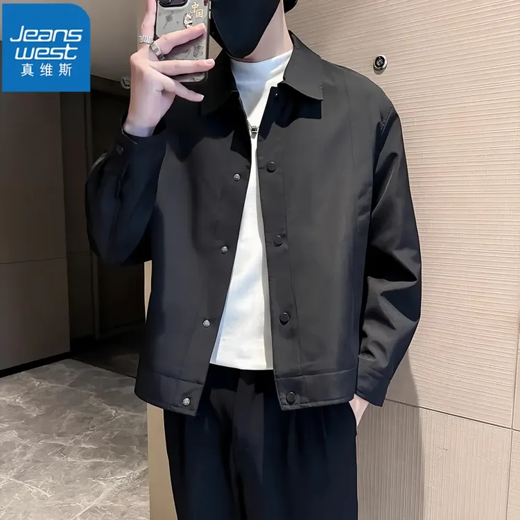 真维斯Jeanswest男士外套春秋季新款潮牌痞帅休闲夹克翻领上衣服 