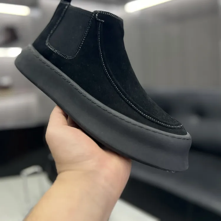 KS断码特价耐磨保暖圆头中筒加绒厚底切尔西靴