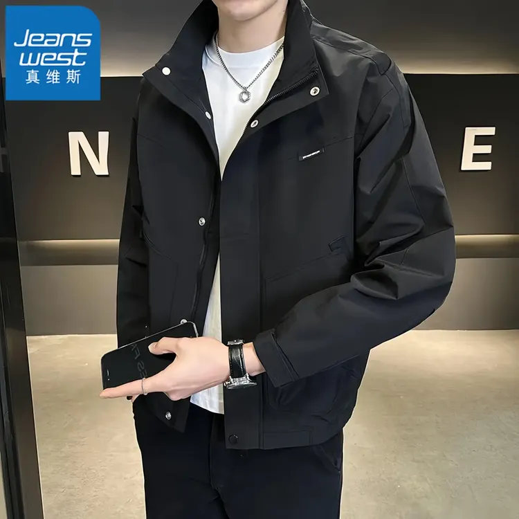 真维斯Jeanswest男士外套春秋季立领上衣潮牌休闲百搭防风夹克潮 