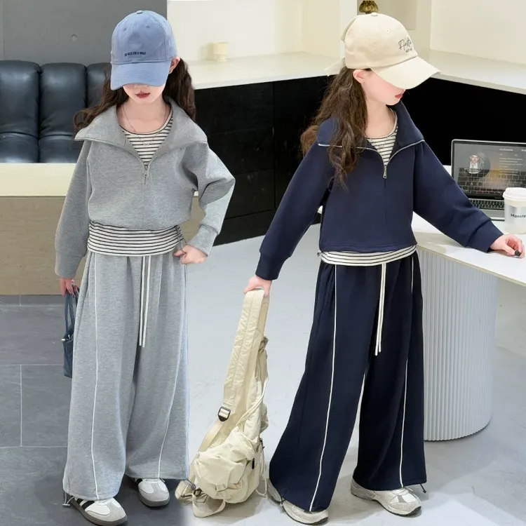 女童春季卫衣2025新款洋气女大童春装套装衣服10儿童阔腿裤三件套