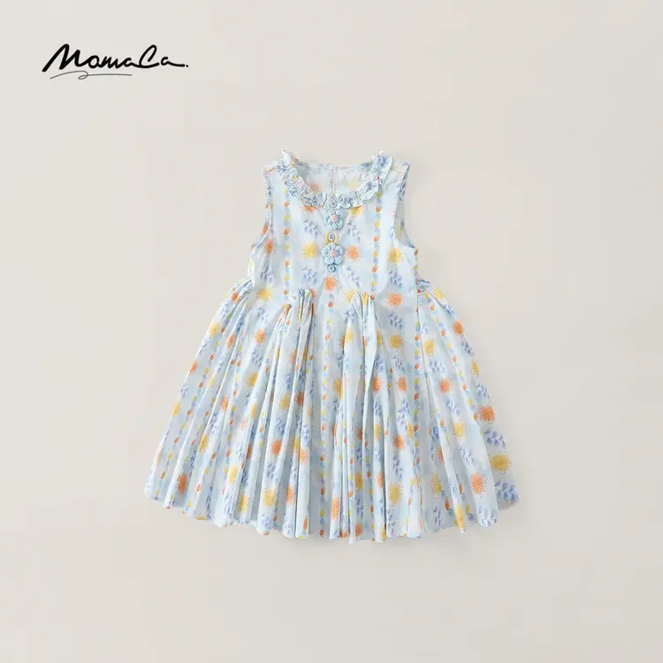 MOMOCO童装女童新款田园风碎花花边背心连衣裙77630470416