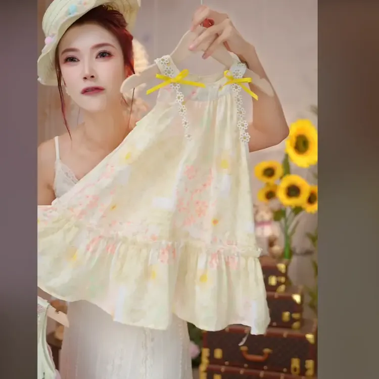 MOMOCO童装夏季新款女童挂脖蝴蝶结连衣裙女宝裙子77630470357
