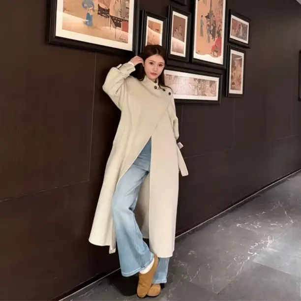 设计感高级感赫本风双面毛呢羊毛大衣