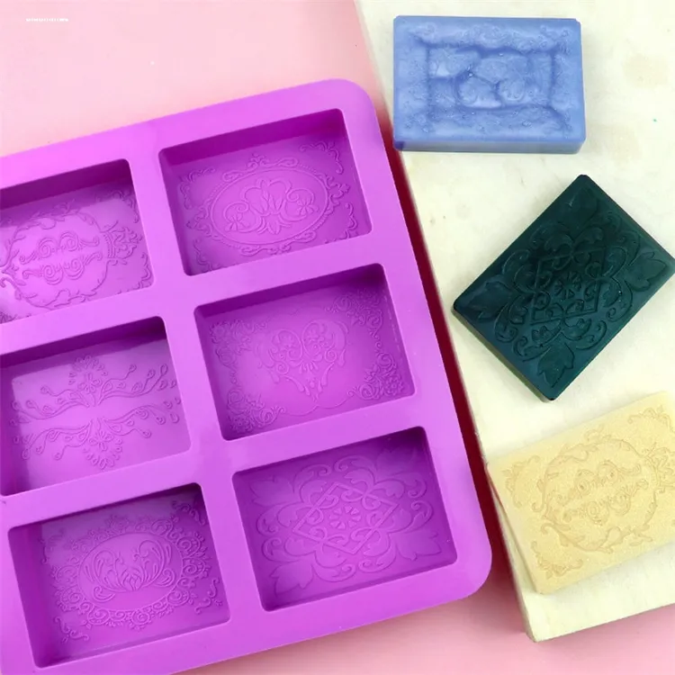 自制好脱模加厚手工香皂模具模型六连硅胶耐用雕花石膏肥皂精油皂