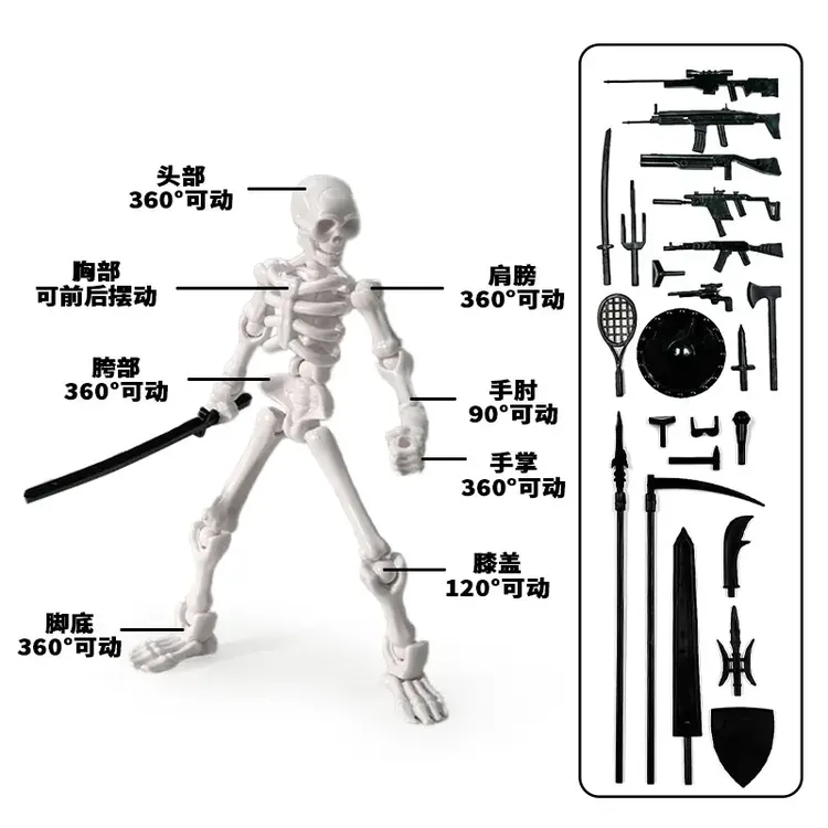 dummy人偶骷髅多关节可动百变幸运骷髅益智拼装解压摆件DIY创意