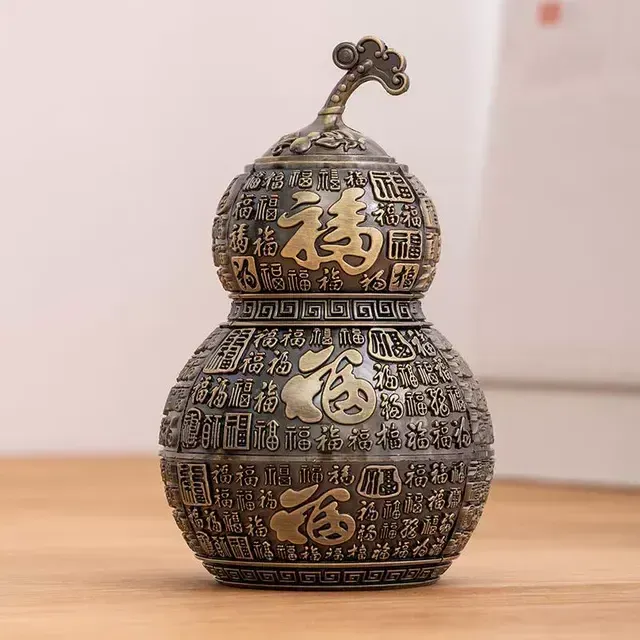 创意复古百福牙签筒合金葫芦牙签盒家用客厅餐厅桌面牙签收纳罐