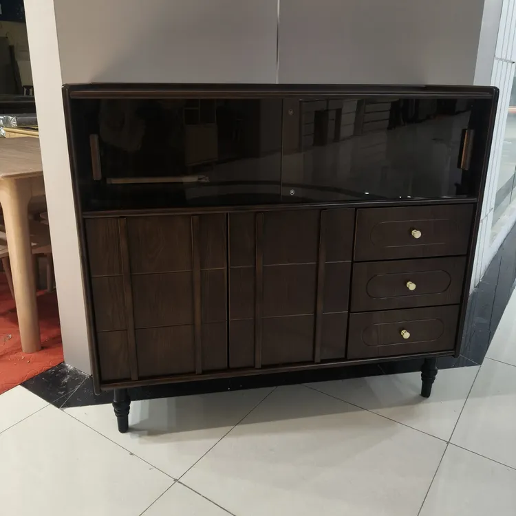 中古风高脚实木餐边柜客厅餐厅茶水收纳柜墙角矮柜