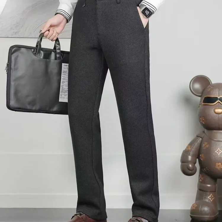 韩派男士2025新款精致高周波休闲裤毛呢直筒商务显腿长运动时尚