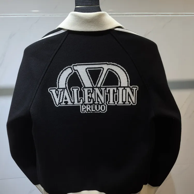 25秋冬PRLUOVALENTIN铭爵名店黑色上衣翻领针织厚款韩式茄克