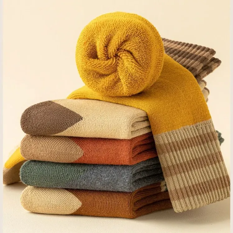 加厚毛圈中筒袜爆款袜子男女同款秋冬加绒加厚保暖时尚百搭长袜