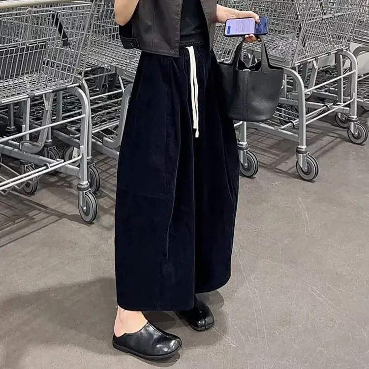 秋上新！花苞裤灯芯绒加厚韩系简约八分裤宽松复古灯笼裤大阔腿