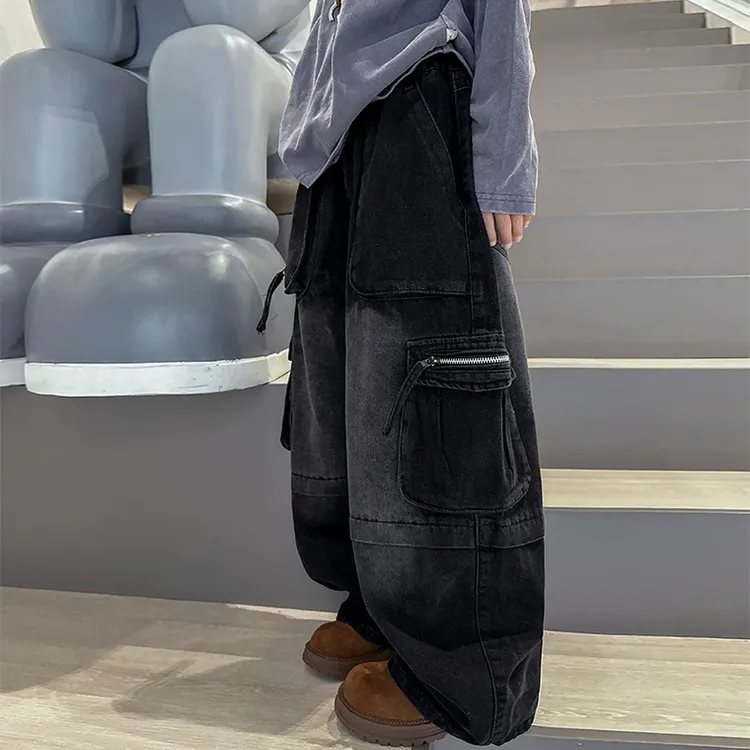 男童秋季裤子炸街2025春秋新款儿童装秋装中大童工装牛仔裤痞帅潮