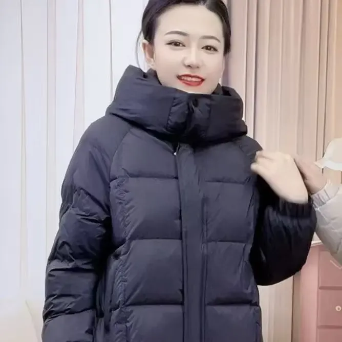90羽绒602款活帽加厚妈妈装短款白鸭绒冬季保暖