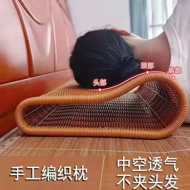 镂空藤编枕头凉席夏季天专用竹枕防出汗可水洗空心透气护颈椎凉枕